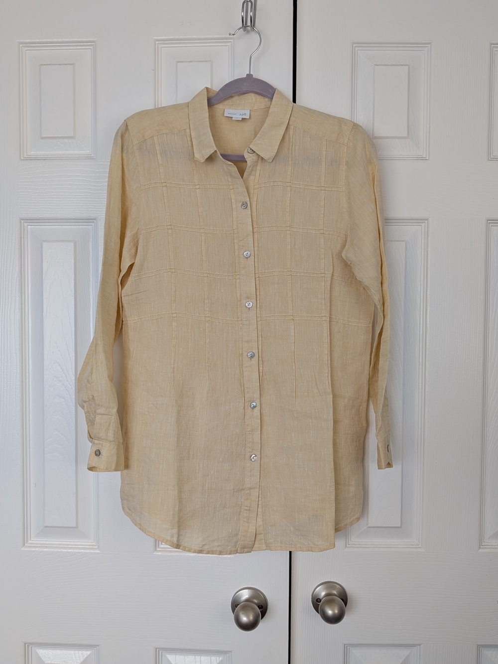 J. Jill Pale Yellow 100% Linen Button-Down Shirt